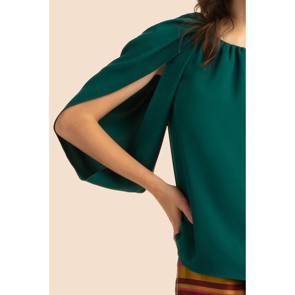 TRINA TURK Nora Cap-Sleeve Top - Spruce Green NWT - Picture 3 of 4